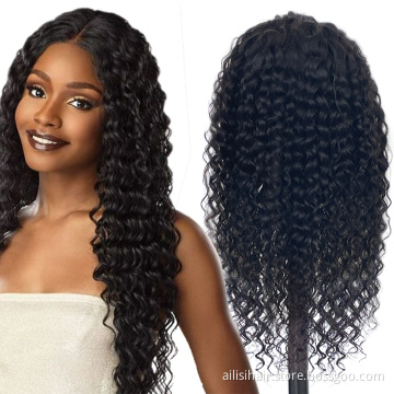 Wholesale 10A 180% 250% Pre Plucked Lace Front Human Hair Wig HD Peruvian Water Wave Lace Frontal Wig For Black Women